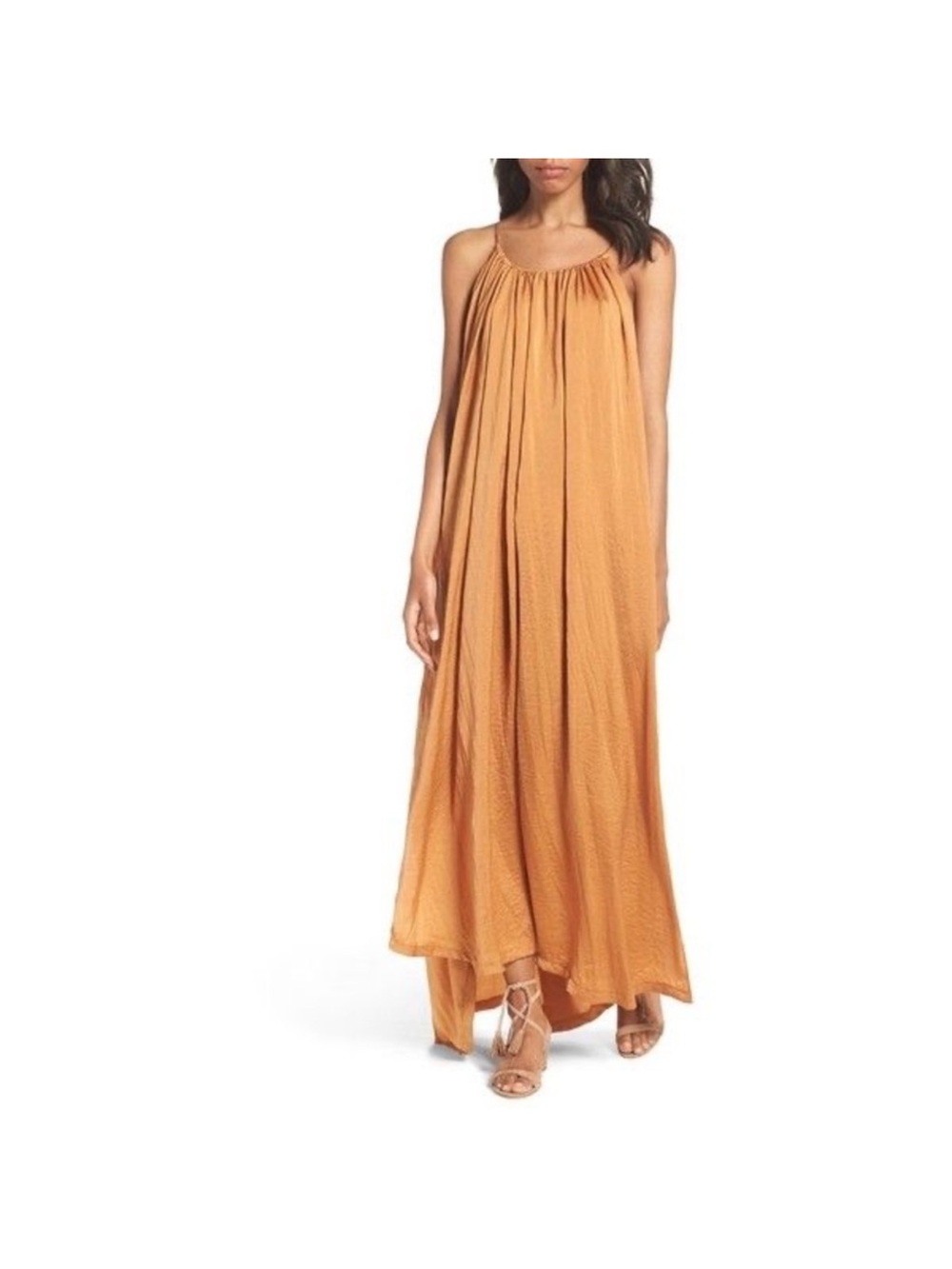 Gathered Halter Maxi Dress in Mustard Gold